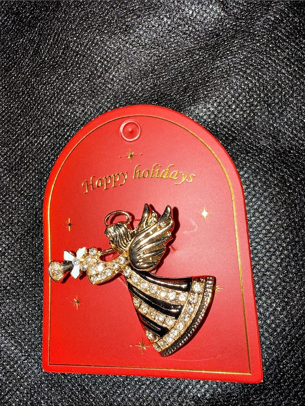 Angel Brooch Gold & Red New